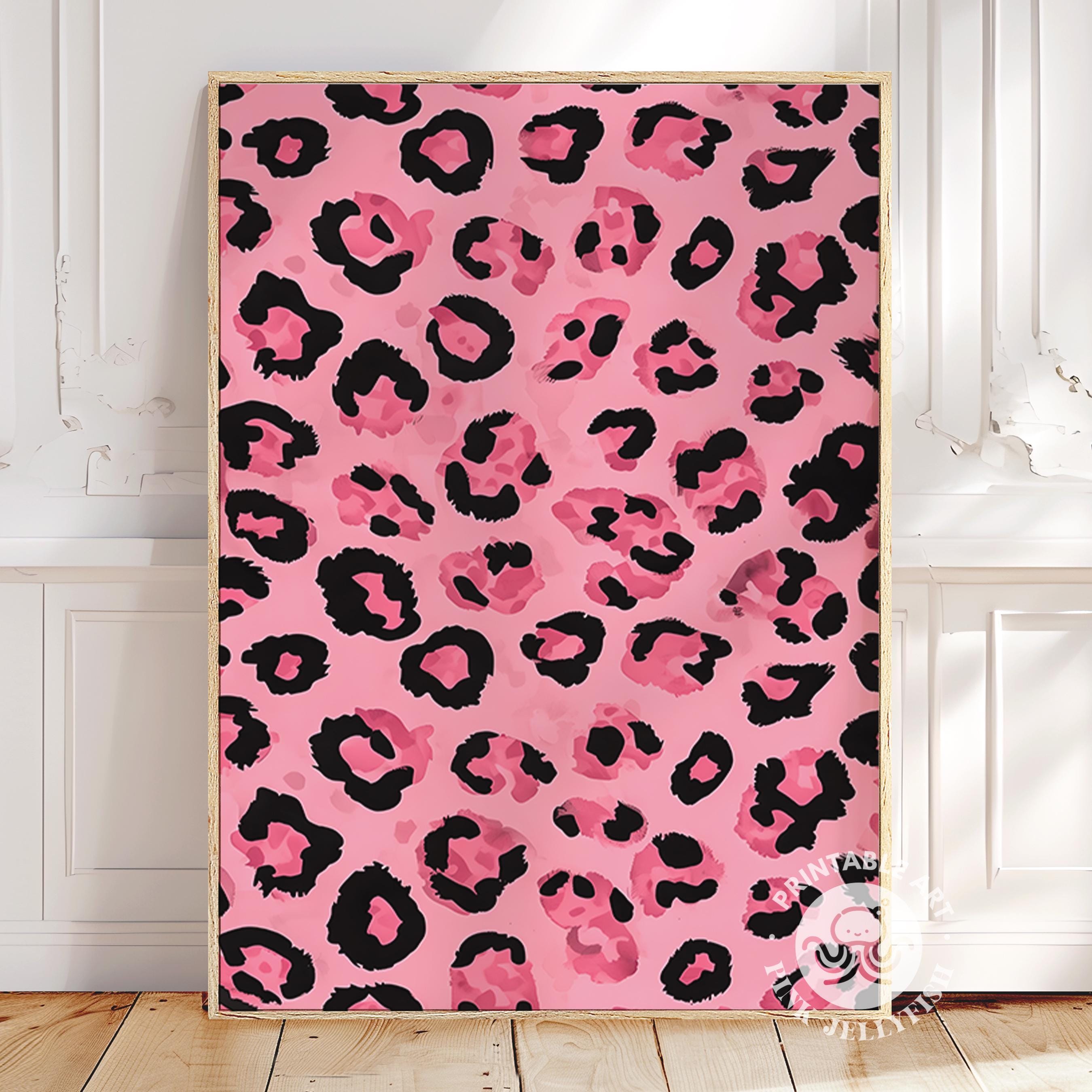 Pink Leopard Print Wall Art, Leopard Pattern, Preppy Wall Art