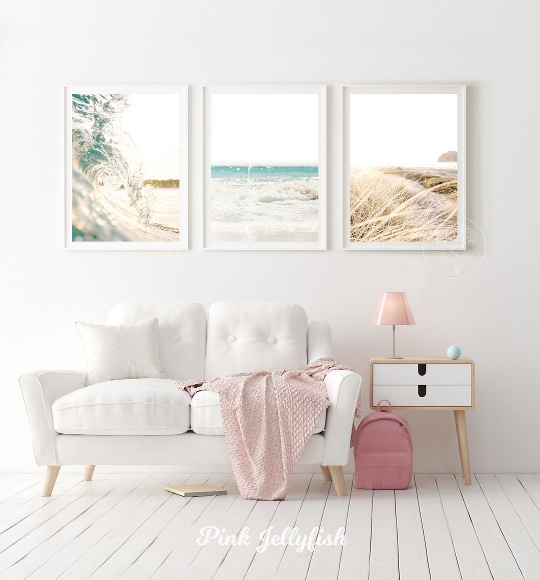 Coastal Wall Art Set of 3 Prints, Wall Decor Ocean Print, 3 Piece Wall ...