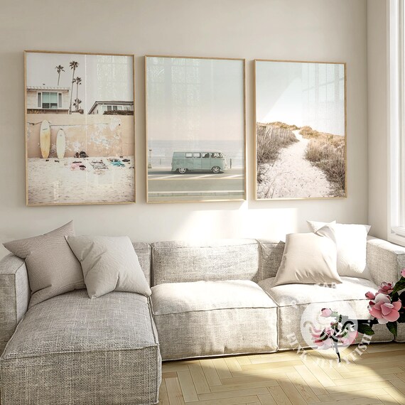 coastal prints set of 3, beach printable wall art, surf photo download 3 piece wall art, digital download