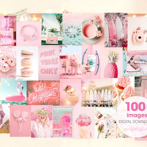 Rosa Wandcollage Kit, Wohnheim Wand dekor hot pink, ästhetik, Teen Girl Zimmer Dekor, Wohnheim Dekor für College Mädchen