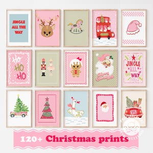 Decoração de sala de jogos de Natal 120+, pacote de arte de parede com 120 impressões de Natal, arte de feriado infantil para impressão, decoração de berçário, pôsteres de Natal para download digital