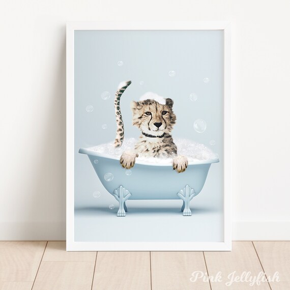 Cute cheetah print gift blue animal print background design