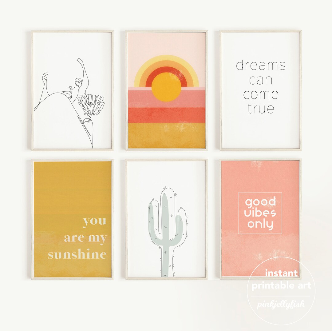 Printable Quotes, Teen Girl Room Decor, Inspirational Wall Art, Gallery Wall Set of 6, Dorm Room ...