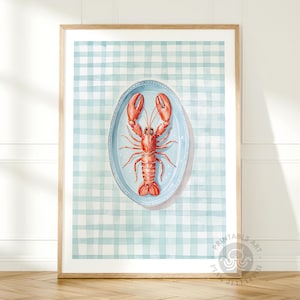 lobster print, fisherman aesthetic, kitchen print, coastal poster, seafood art, trendy printable wall art, digital, coastal cowirl
