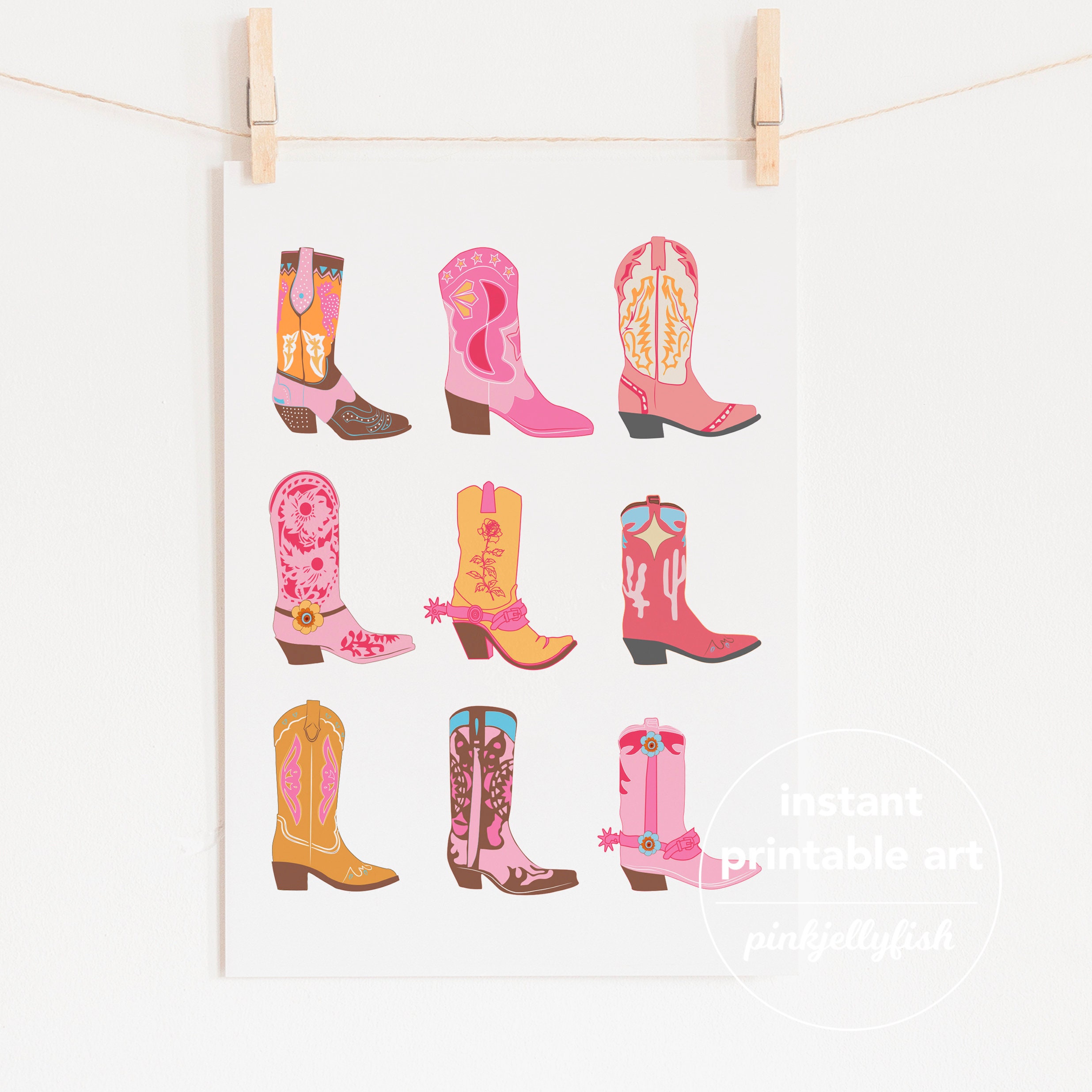 Teen Cowgirl Bedroom Decor Cowboots Print Preppy Dorm Room - Etsy