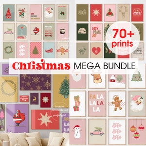 Christmas prints set Mega Bundle 70 set printable art, gallery wall Christmas decor, retro, Mid Century Modern,