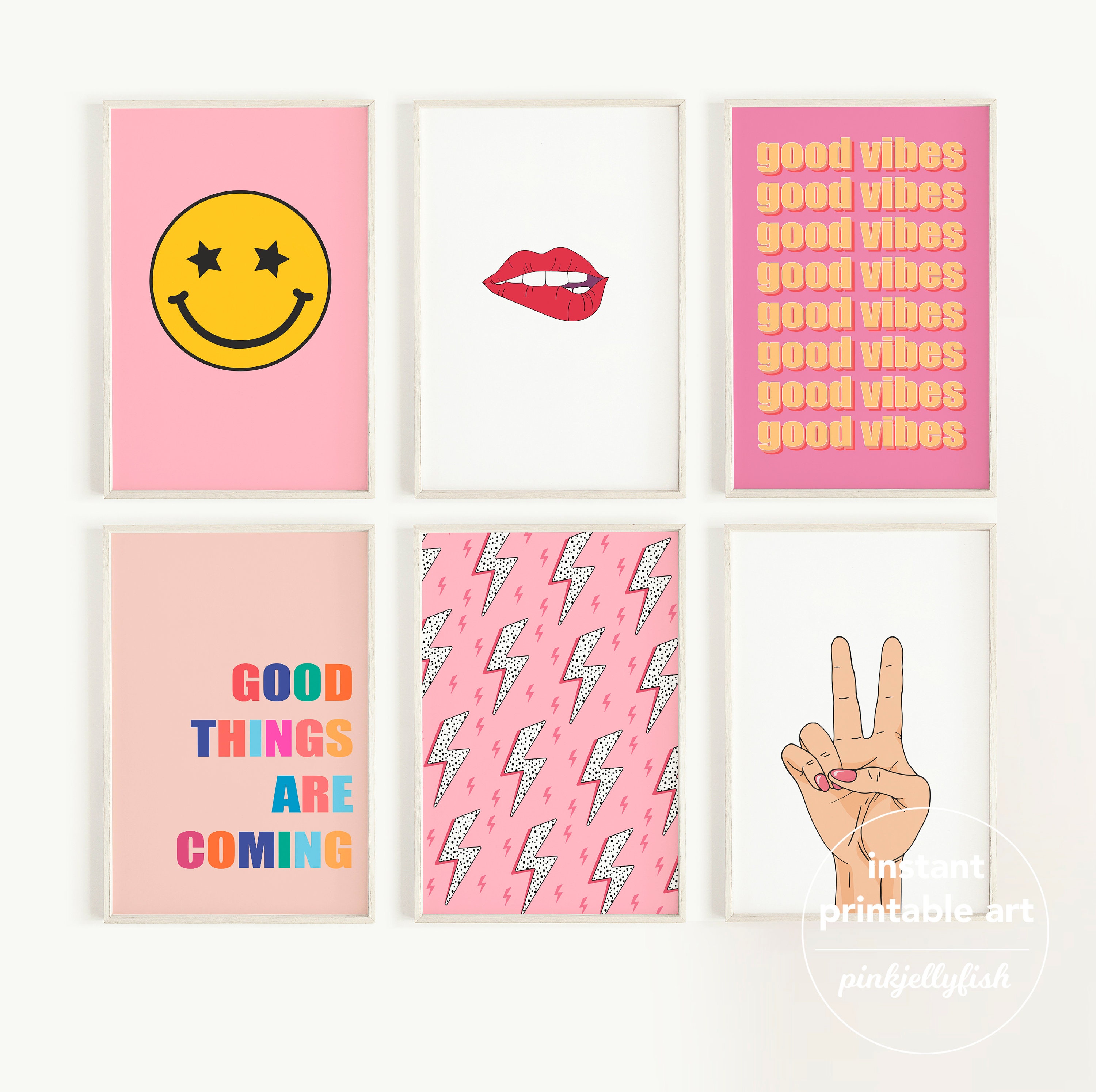 Preppy Room Decor Set of 6 Digital Prints Apartment Wall - Etsy Sweden