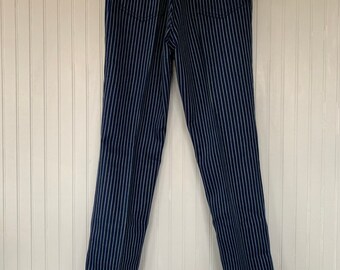 NWT Vintage 80s Deadstock Braxton Jeans High Waisted Dark Denim Blue Jeans 30 waist 12" Rise Large Size 8 9 10  Pinstripes Stretch
