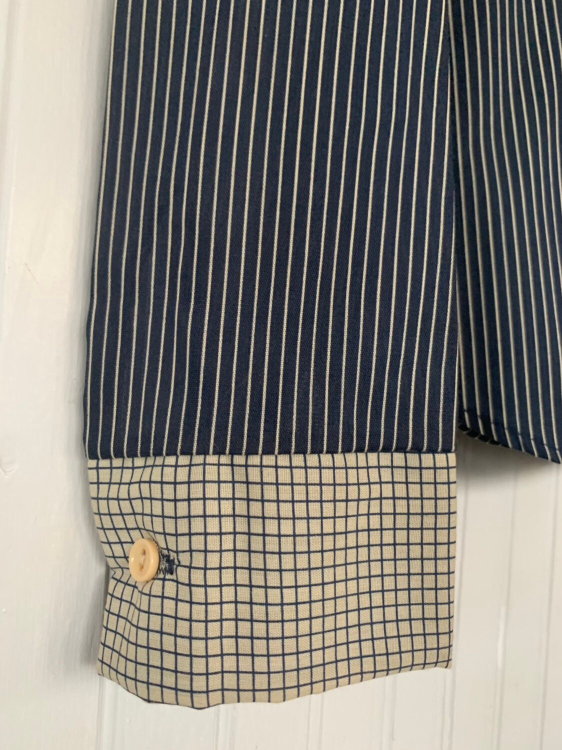 Vintage Deadstock 80s Medium Navy Blue and Off White Striped Bow Neck ...