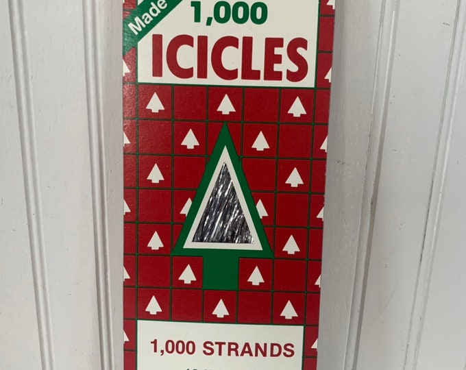 Vintage 90s Silver Icicles 1000 Strand 18" 1.5 ft shiny tree trim ornaments decor USA Tinsel Hair Tinsel Christmas decor holiday sparkle
