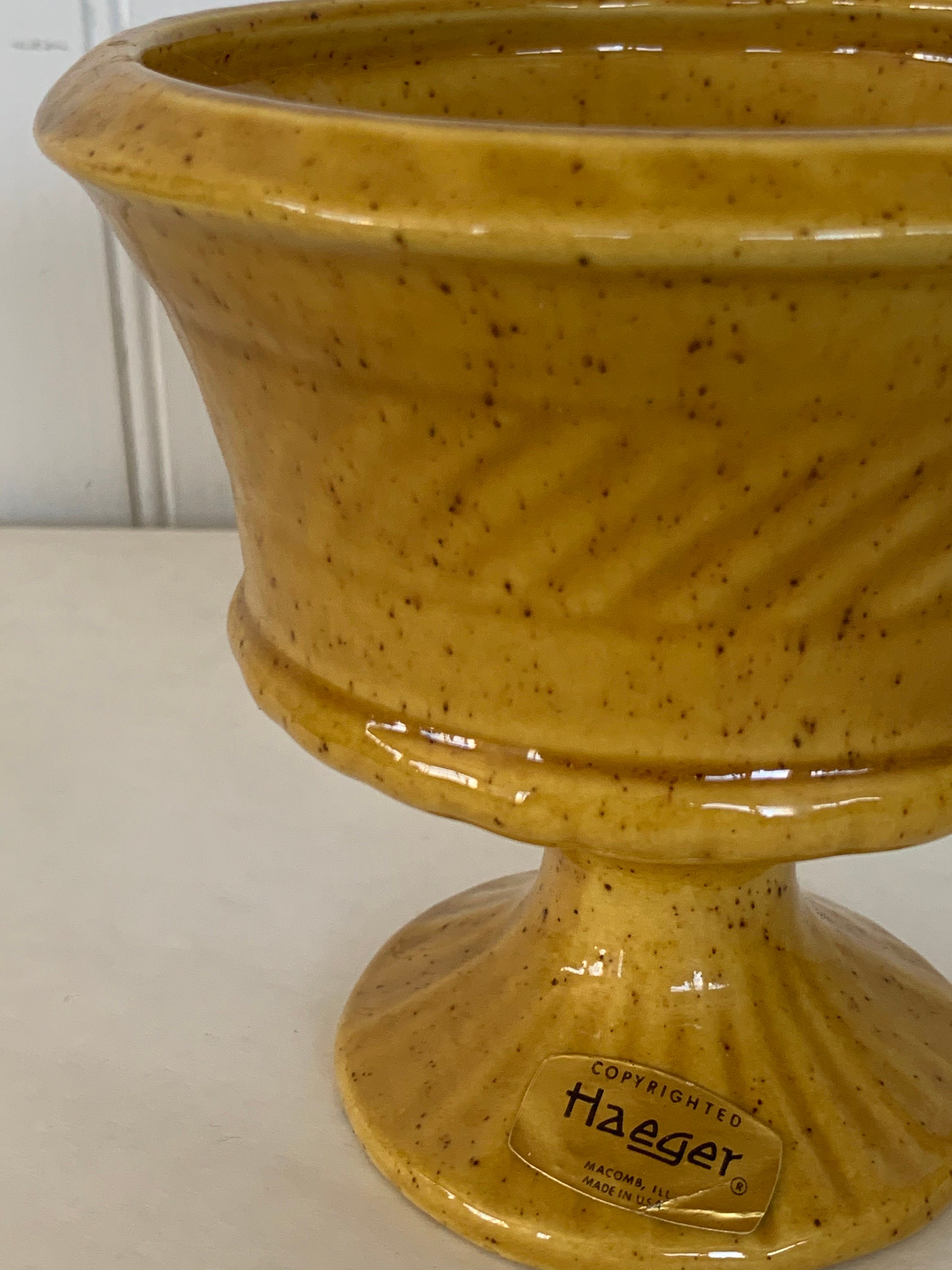 Vintage 60s Haeger Mustard Yellow Planter Vase Pedestal Small Home