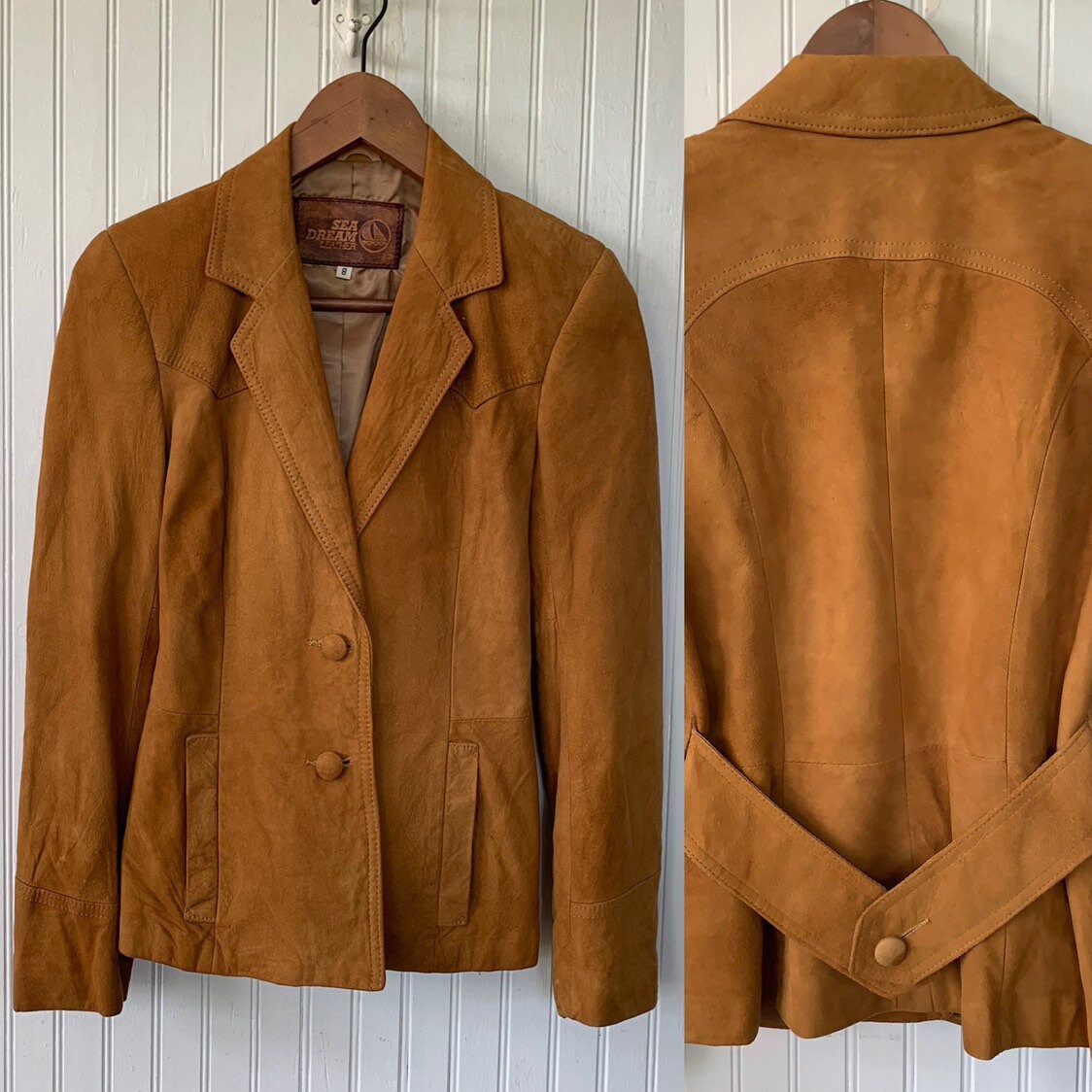 Vintage Late 80s Early 90's Light Brown Suede Blazer Size XS Small ...