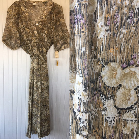 NWT Vintage XL 70s Floral Purple Orange Brown Ivory off NWT Vintage XL 70s Floral Purple Orange Brown Ivory off