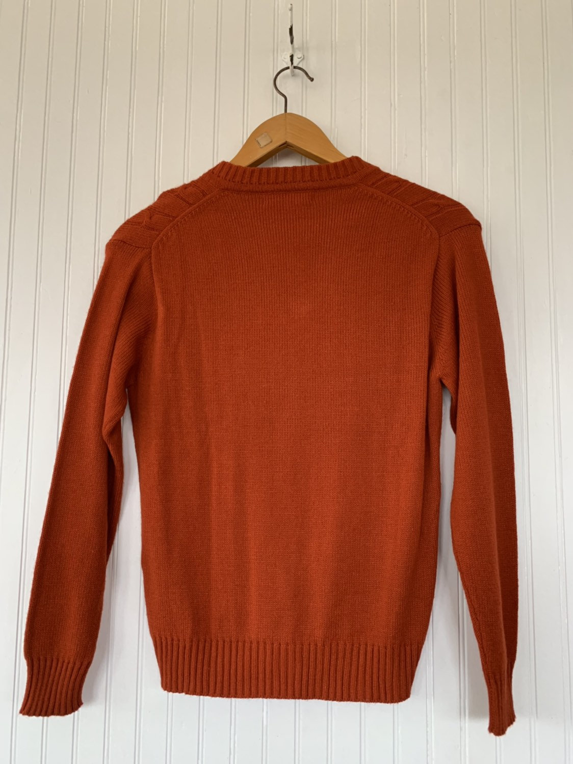 NWT Vintage 80s Large Rust Orange V Neck Pullover Knit Long Sleeve ...