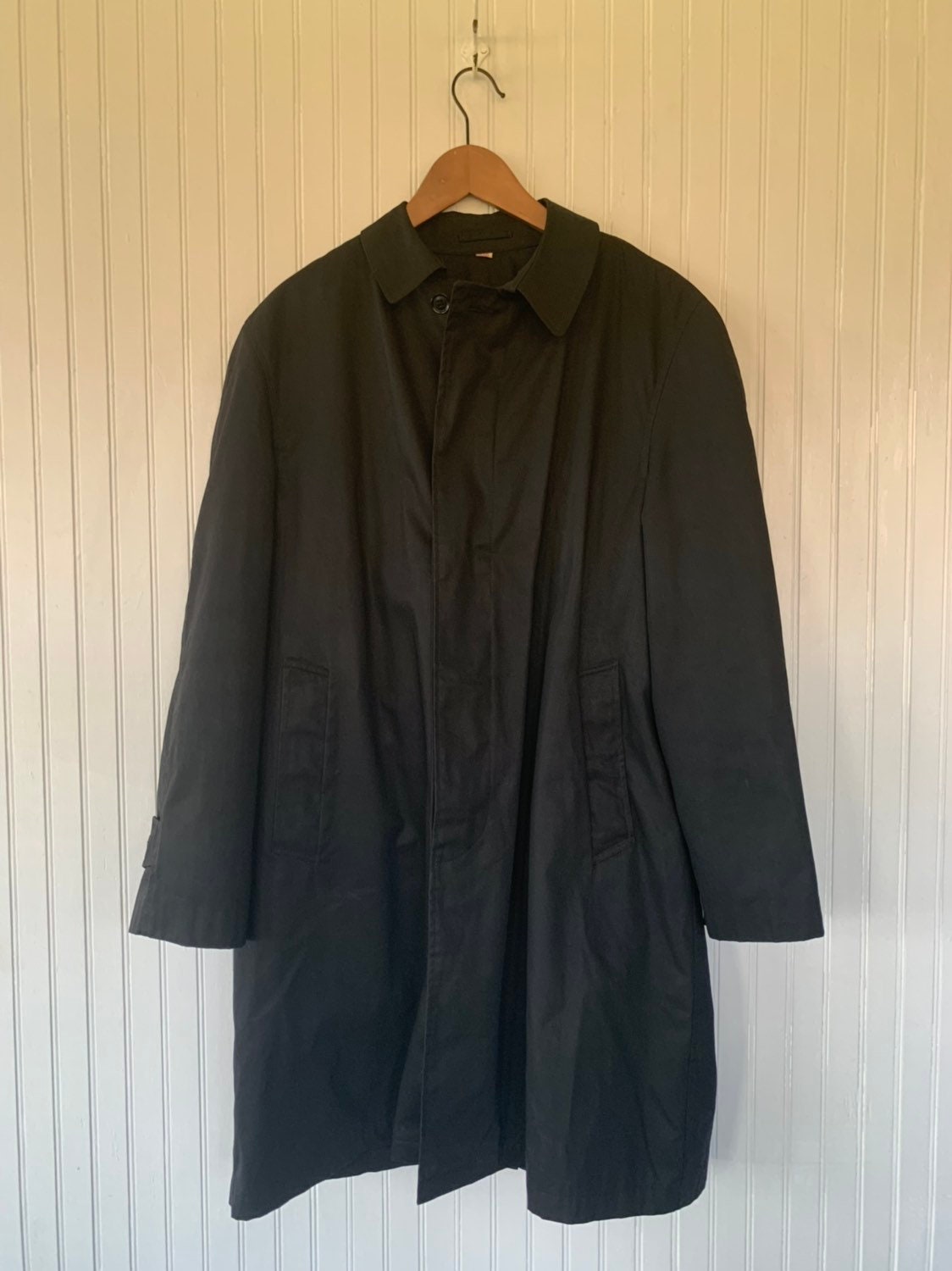 Vintage Black Trench Coat Lennox Hall Permanent Press Removable Wool ...