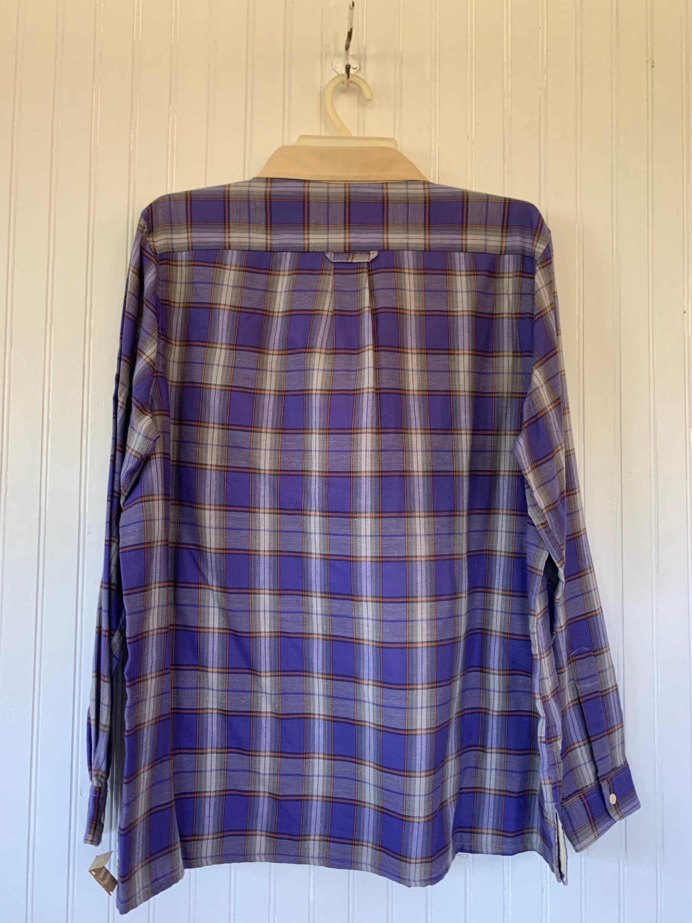 NWT Vintage 80s Large Plaid Flannel Long Sleeve Shirt 42 XL | Etsy