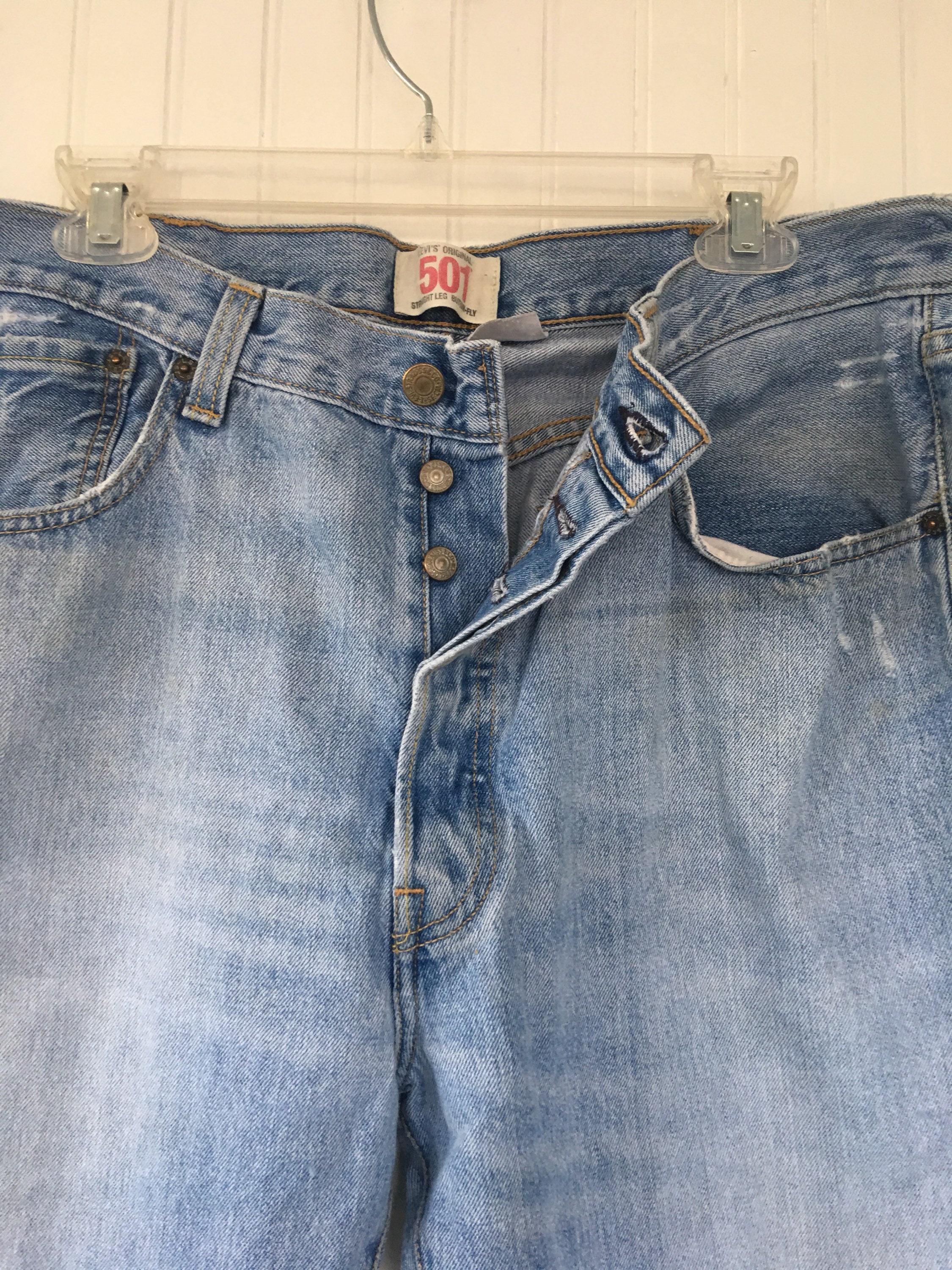 Vintage 90s Levis 501 Grunge Blue Jeans Holes Denim Nineties 38 x 29 ...