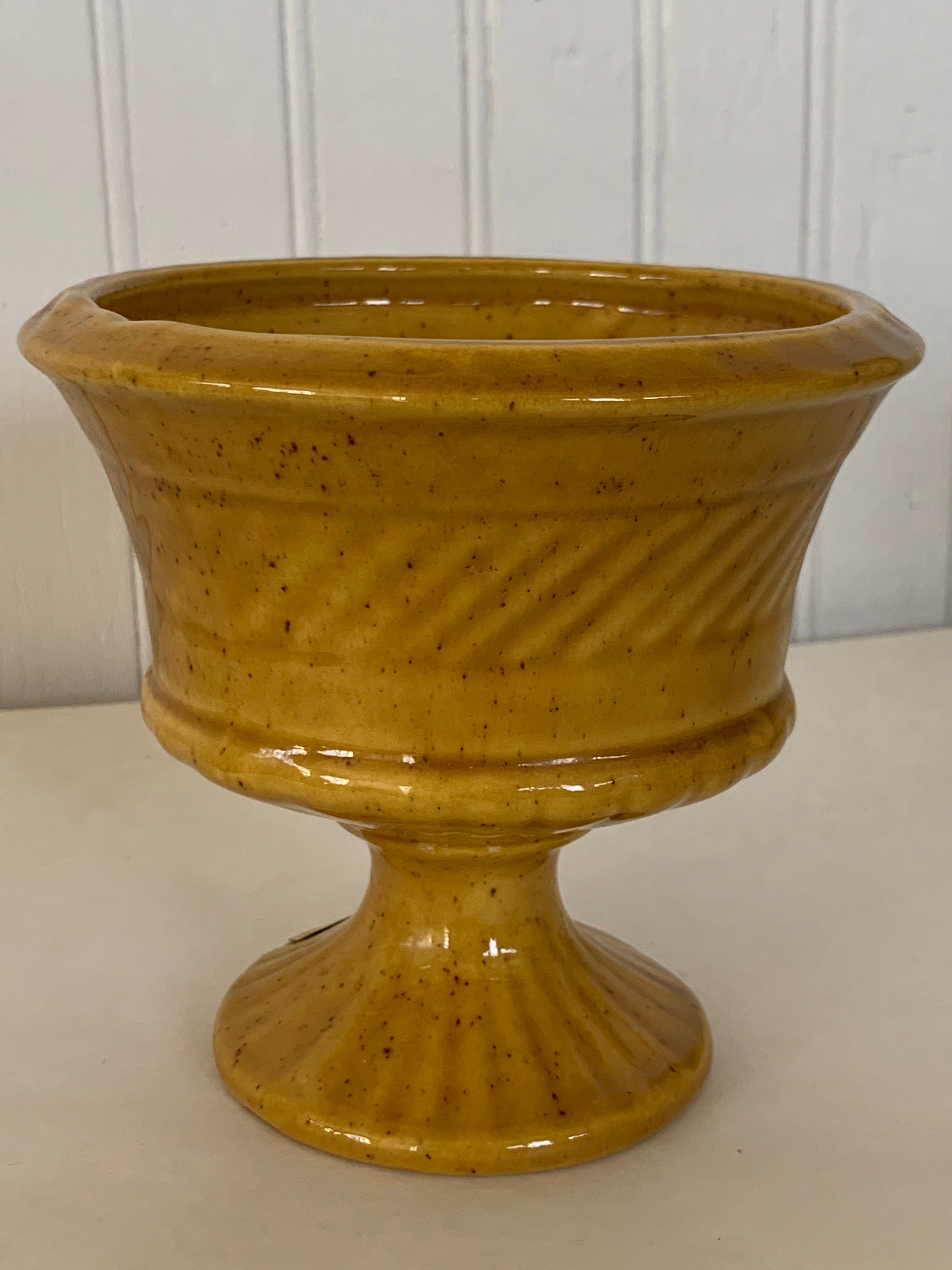 Vintage 60s Haeger Mustard Yellow Planter Vase Pedestal Small Home
