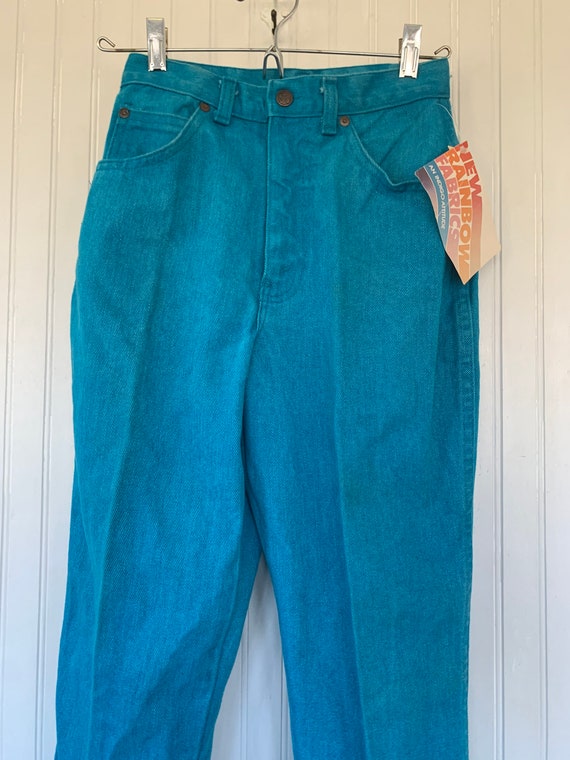 Vintage 70s XS Laurente Deadstock Turquoise Jeans… - image 6