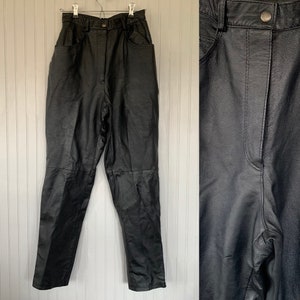 Vintage Black Cow Leather High Waisted Motorcycle Pants 40 Vintage Black Cow Leather High Waisted Motorcycle Pants 40