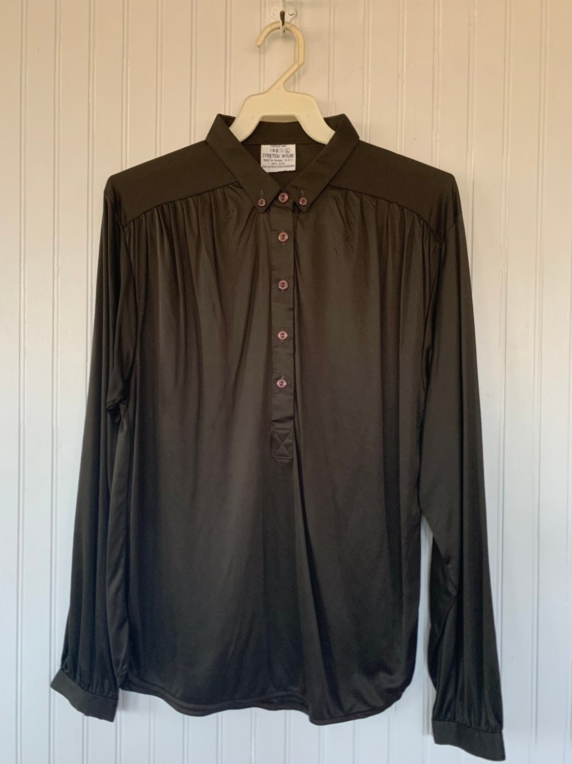 vintage nylon dark brown shirt blouse