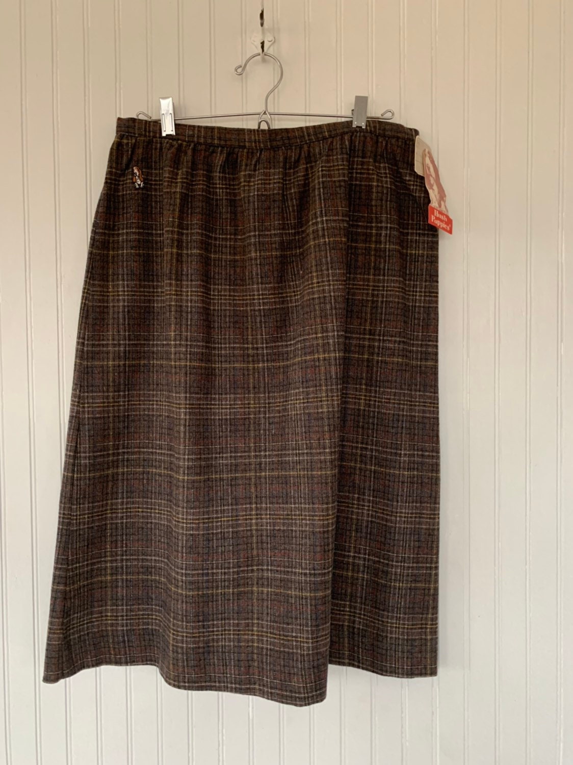 Vintage 80s Deadstock Hush Puppies Tweed Skirt Brown Red Black White ...