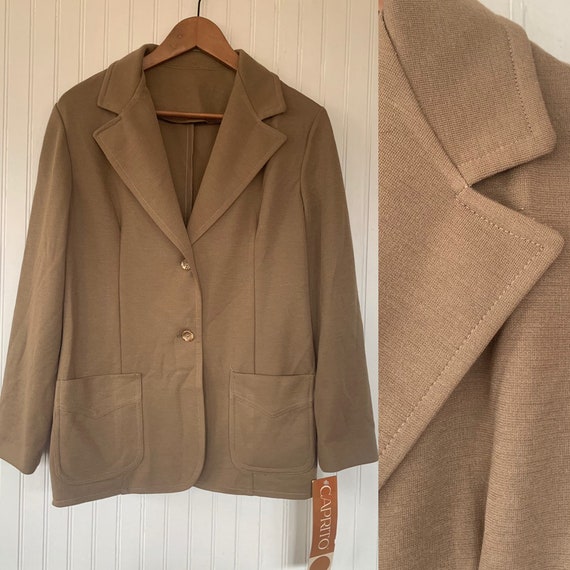 NWT Deadstock Vintage 80s Beige Blazer Beige Jack… - image 1