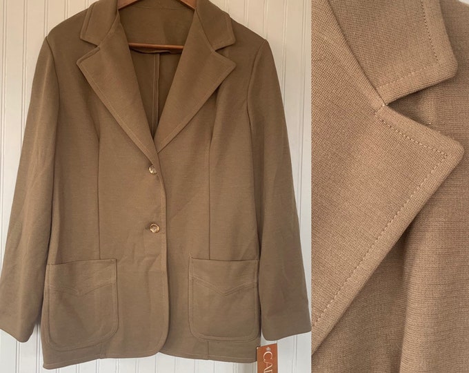 NWT Deadstock Vintage 80s Beige Blazer Beige Jacket Pockets 36 Medium Large M Med M/L Khaki Caprito