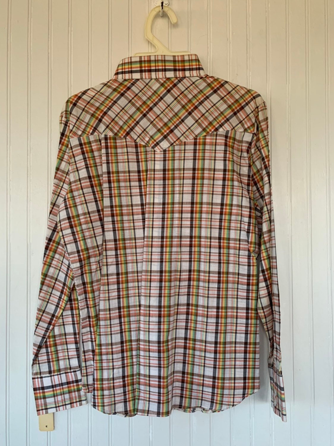 NWT 80s Deadstock Vintage Plaid Long Sleeve Shirt 36 Large Rasta Colors ...