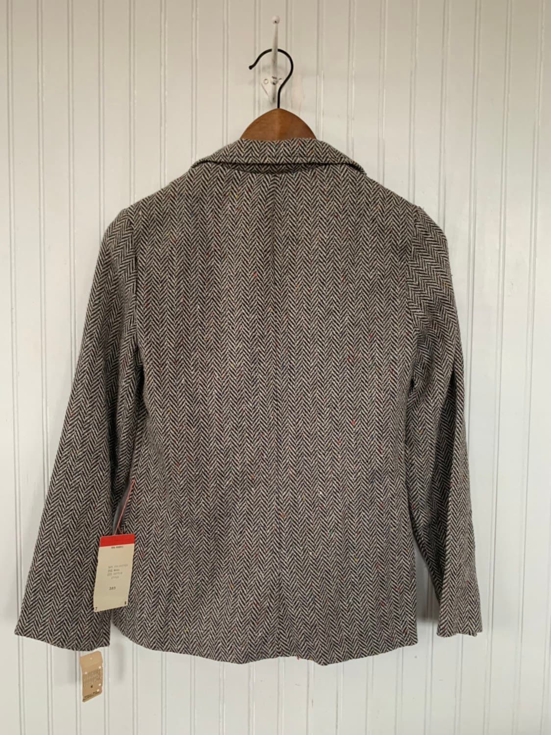 NWT Vintage 80s Blazer Tweed Jacket Black White Grey Res Green Blue ...