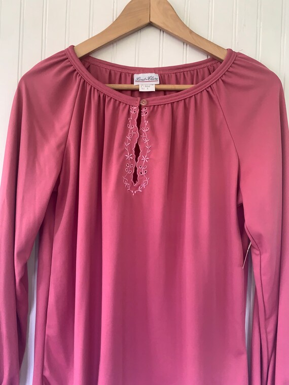 70s Vintage Small Medium Pink Peasant Top S/M S D… - image 4