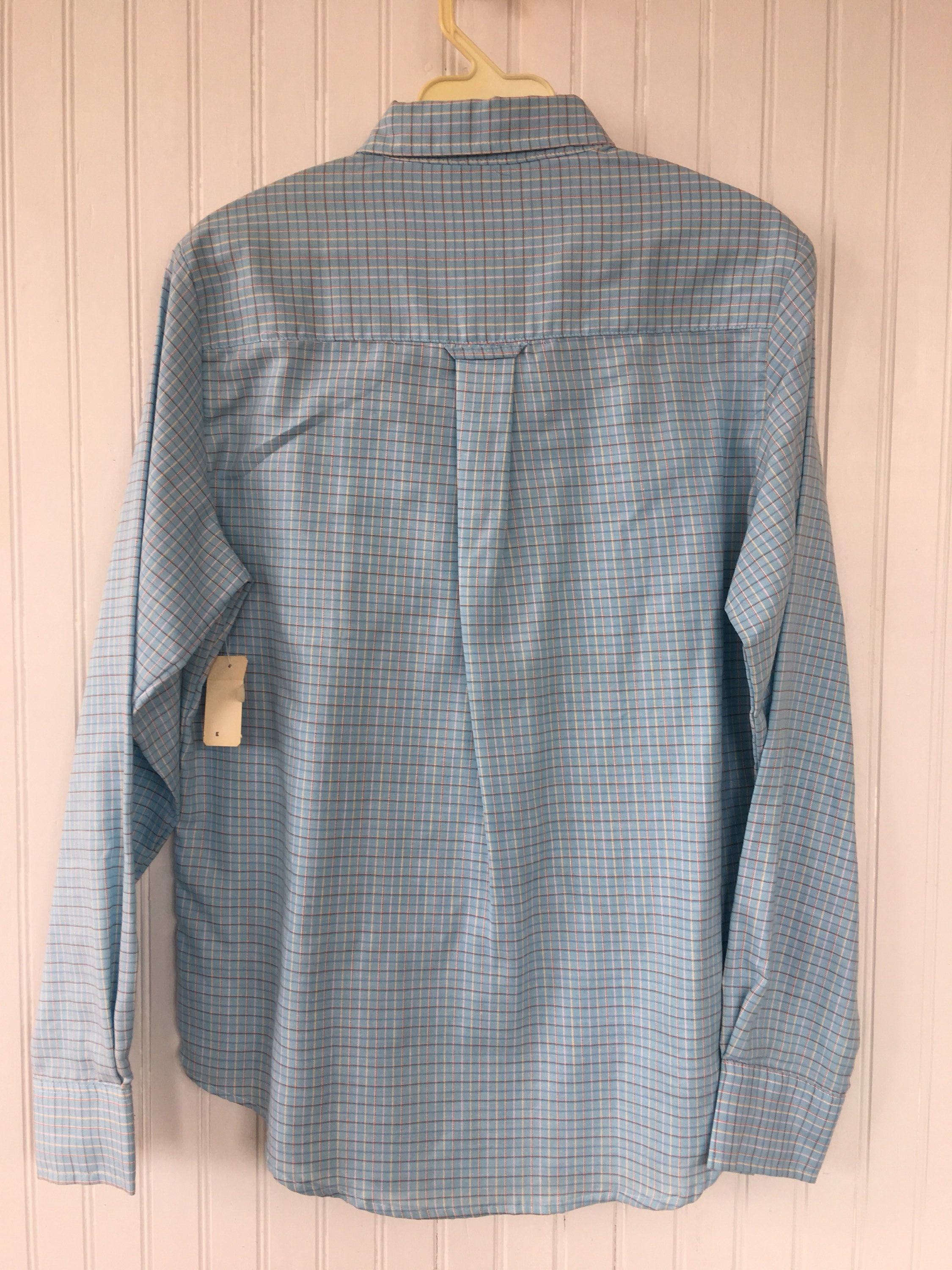 Vintage 80s Deadstock Baby Blue Plaid Button Down Shirt Top Size Small ...