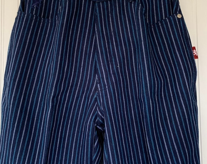 NWT Vintage 80s Deadstock Braxton Jeans High Waisted Dark Denim Blue Jeans 28 waist 12" Rise Original Tags Size 6 Pinstripes Stretch Medium