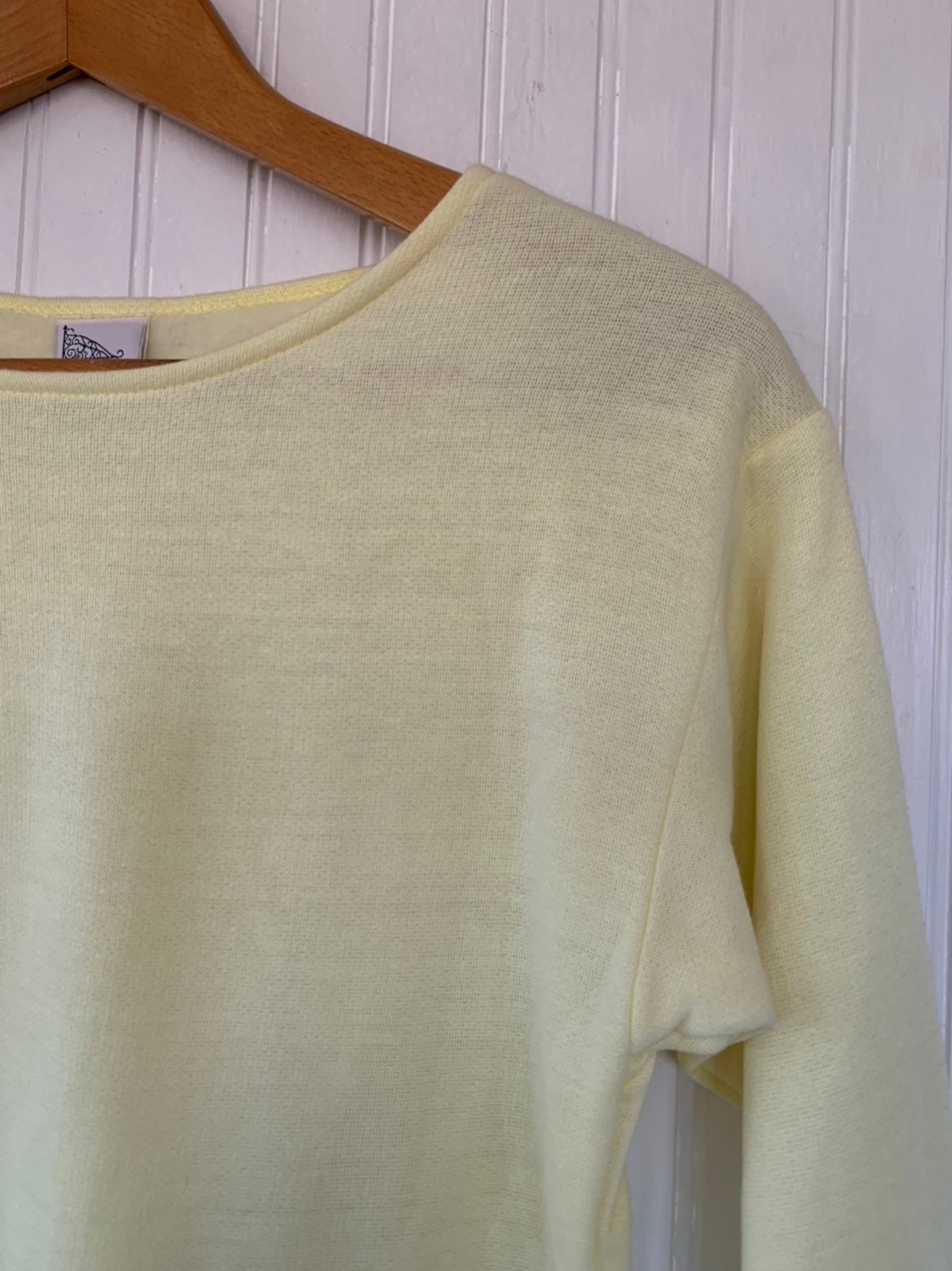 Vintage NWT 80s Pale Yellow Sweatshirt Small S XS/S Baseball Style 70s ...