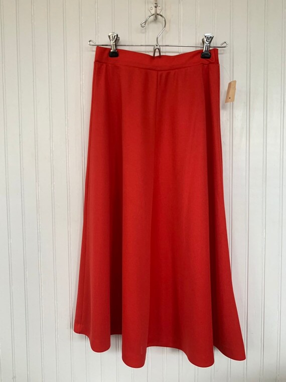 Vintage 80s Deadstock Red Skirt XS Below Knee Bel… - image 2