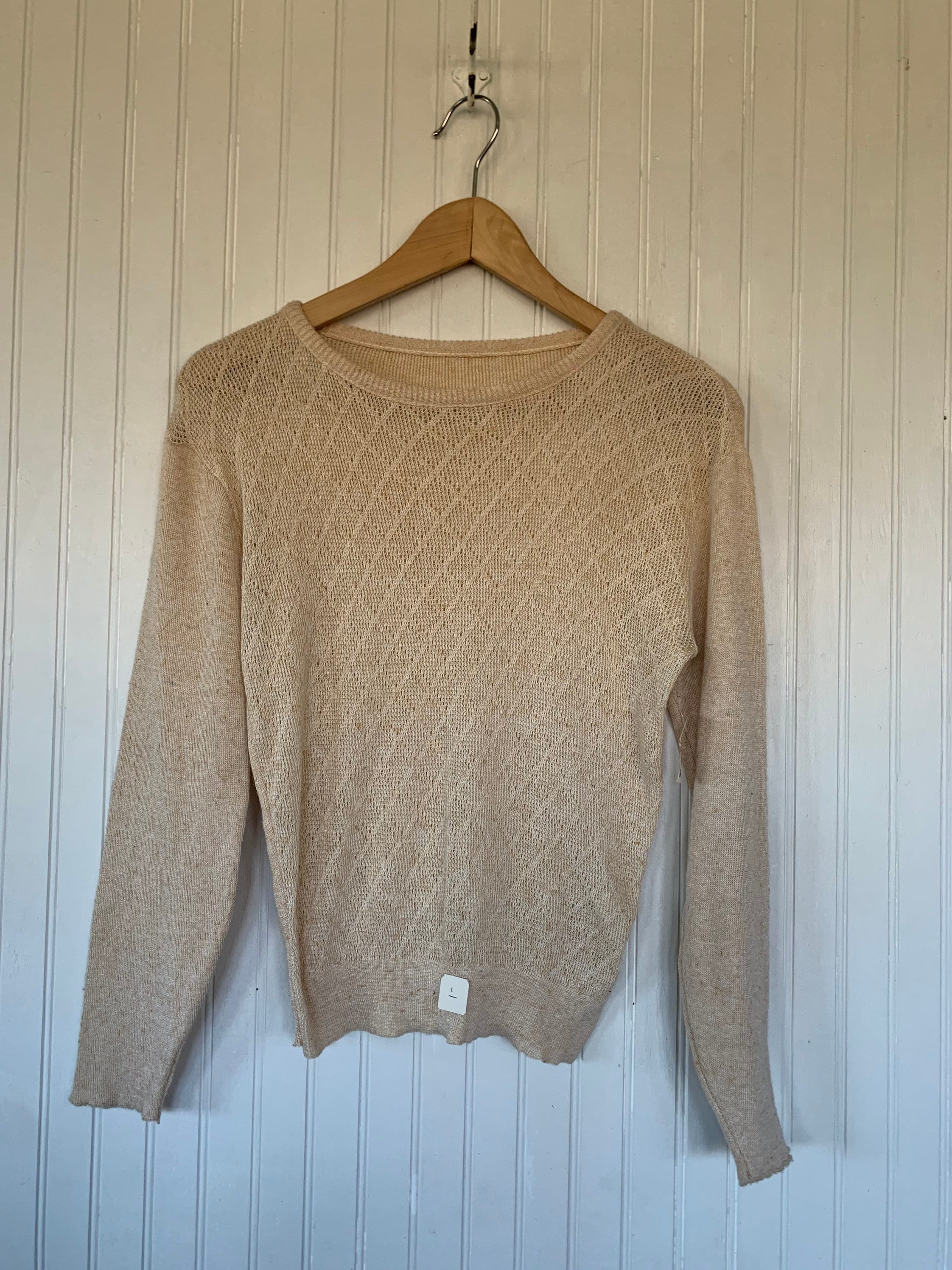 NWT Vintage s Large Nude Oatmeal Tan Beige Pullover Knit Sweater