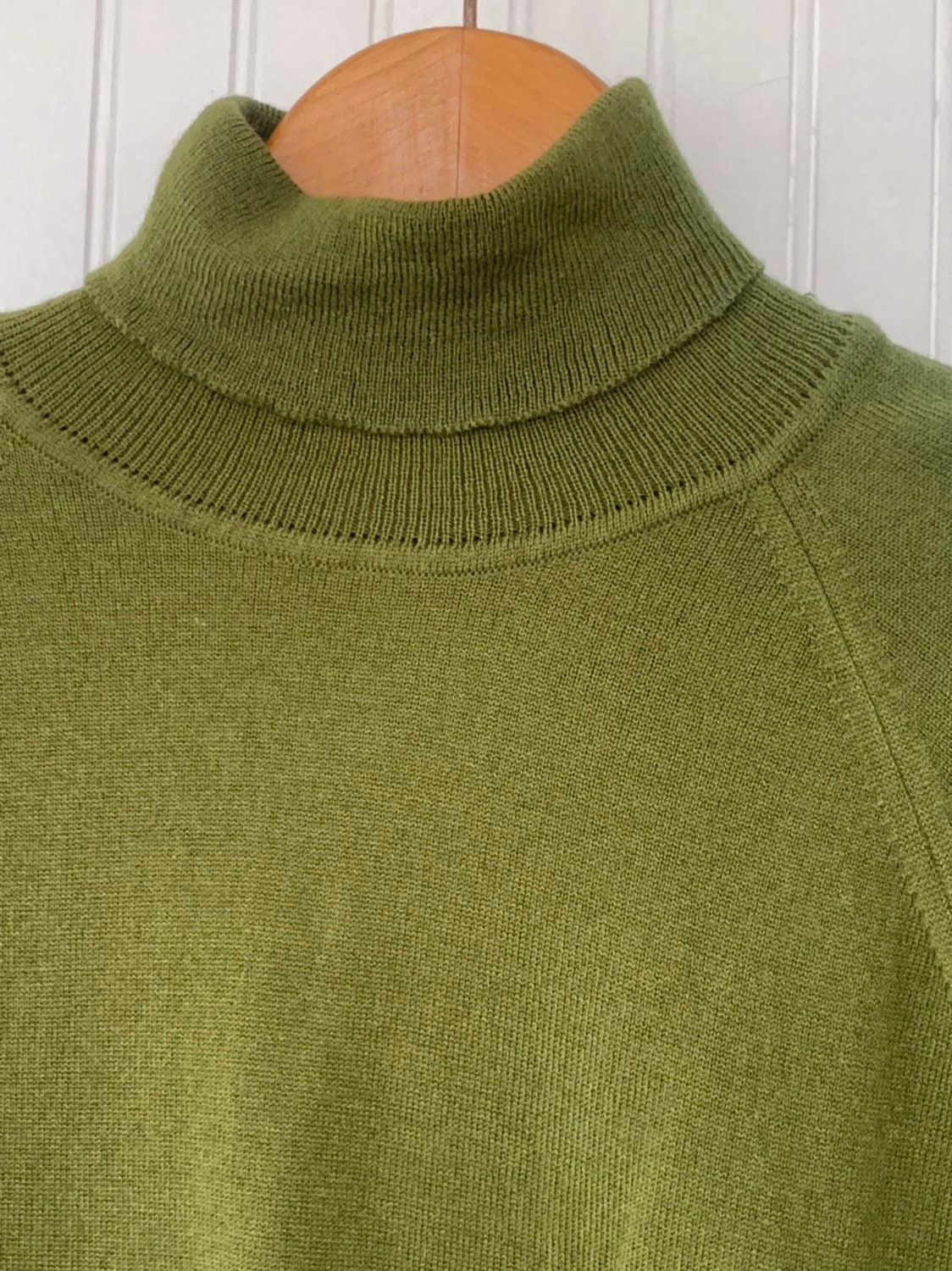 NWT Vintage 80s Large Olive Green Turtleneck Pullover Knit Sweater ...