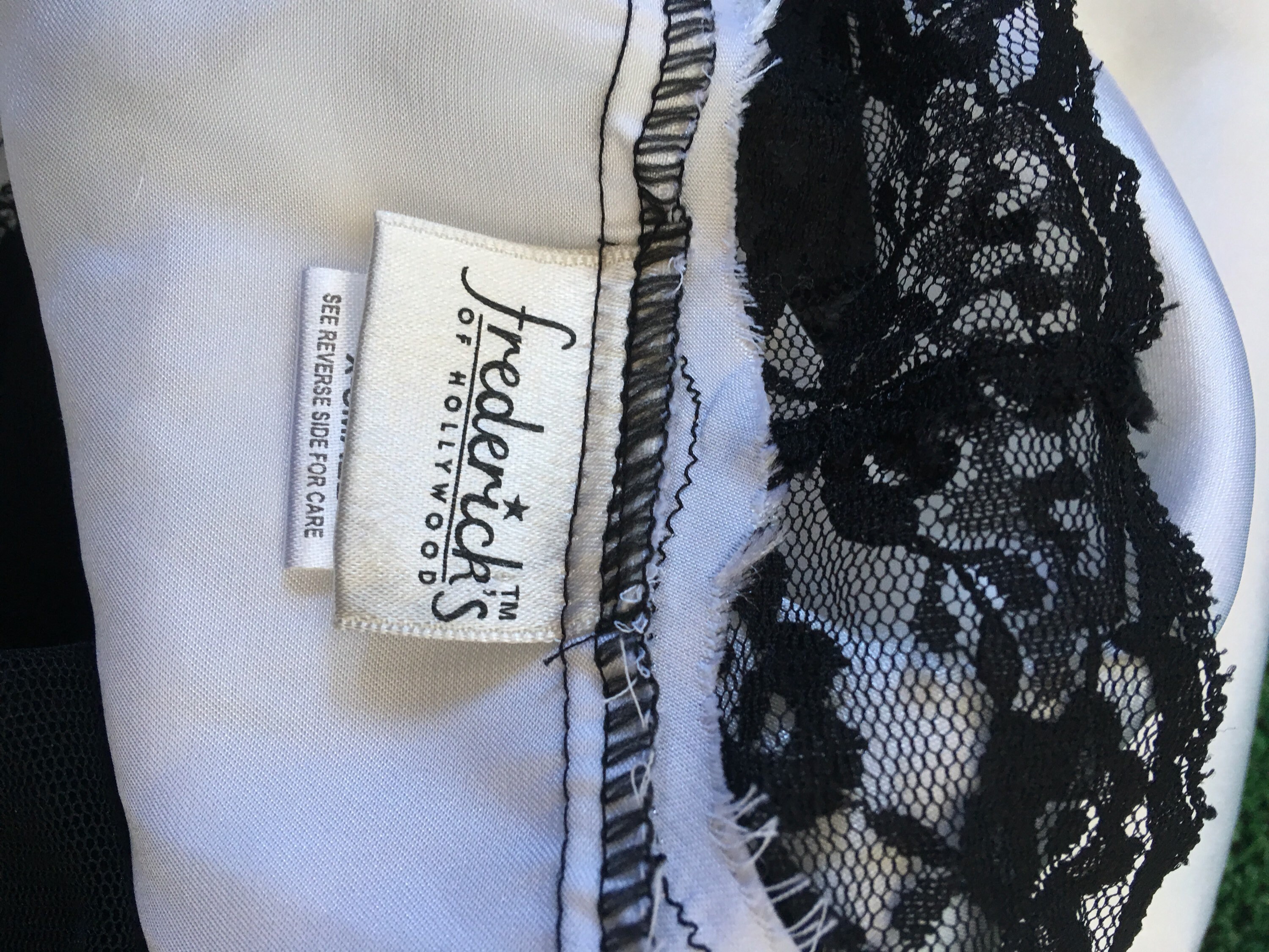 Vintage 90s Fredericks of Hollywood Nightie Slip Black Lace White Satin ...