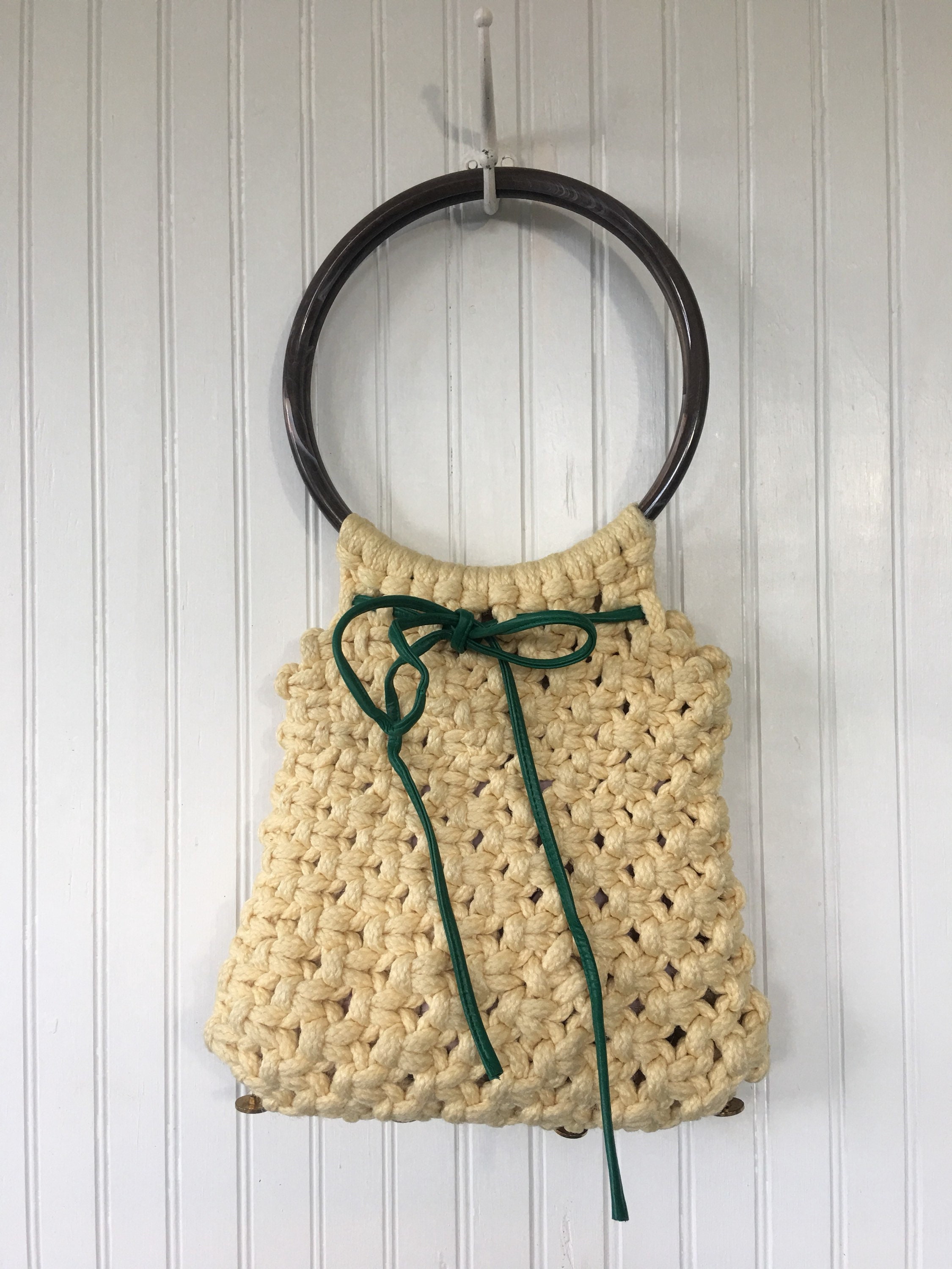 Cream Ring Handle Bag