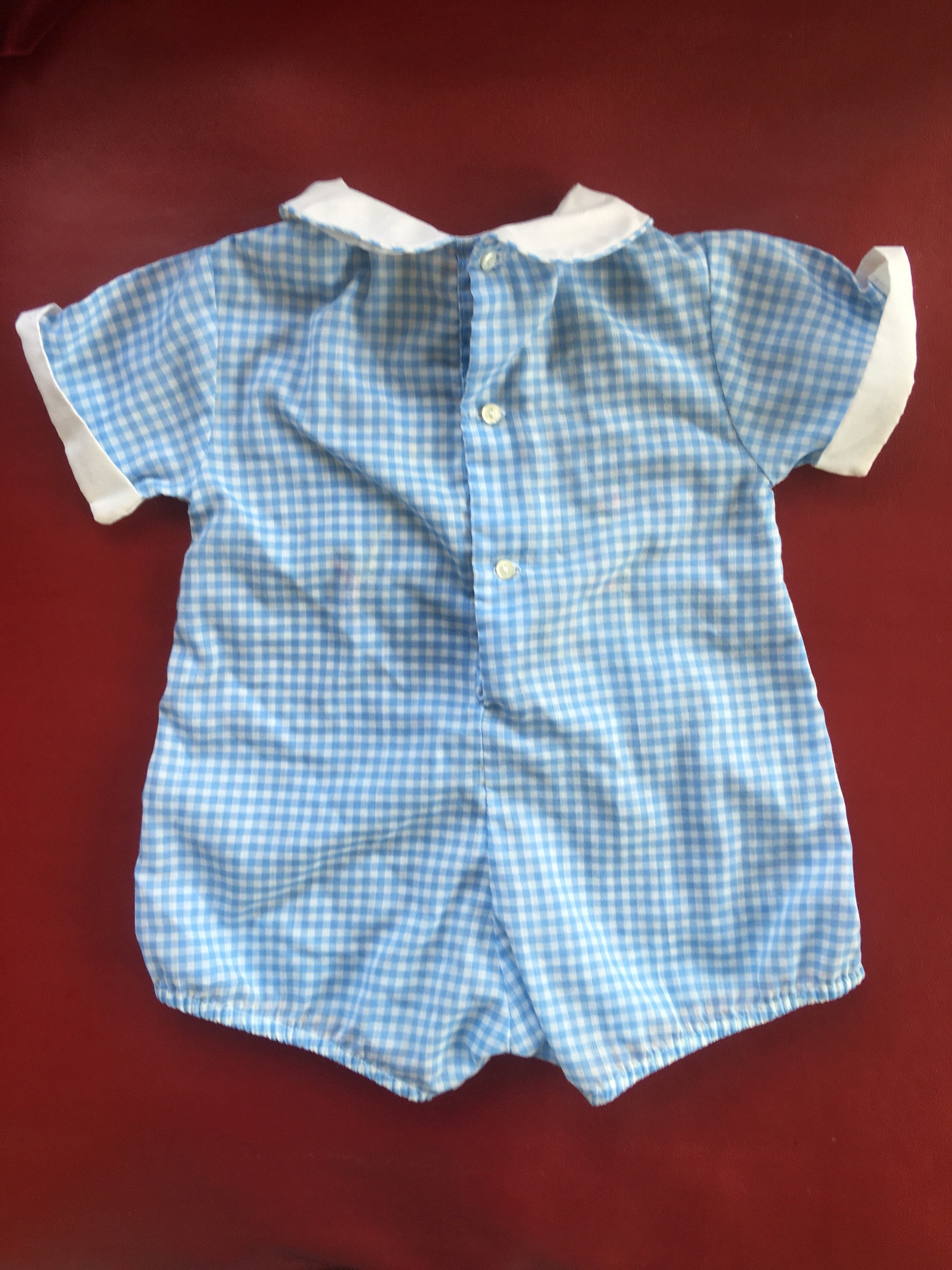Vintage Newborn 3-6 Months Baby Romper Adorable Blue Gingham Yellow ...