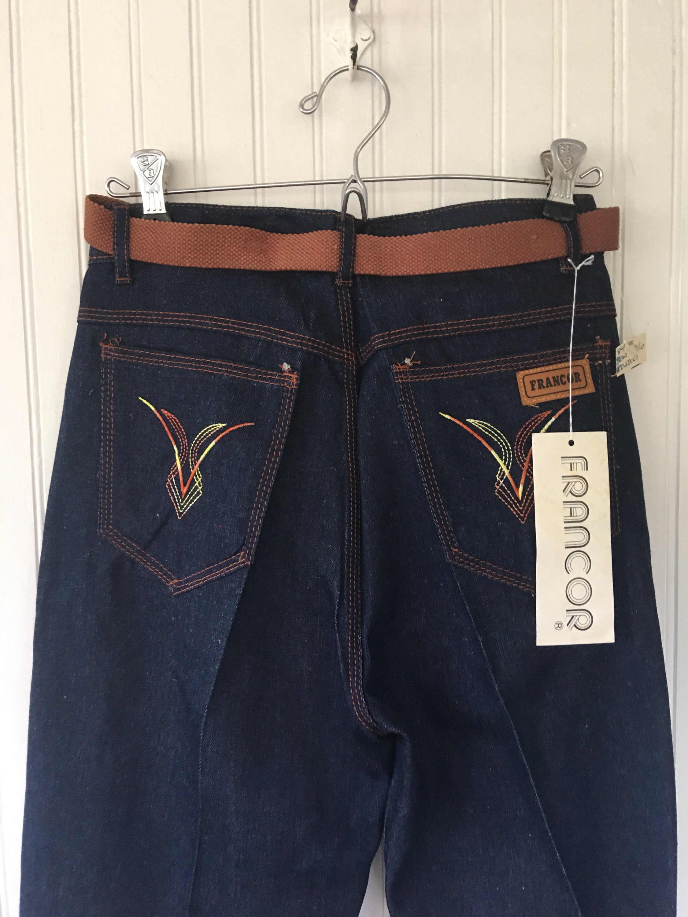 NWT Vintage 80s Deadstock High Waisted Dark Denim Blue Jeans 28 ...