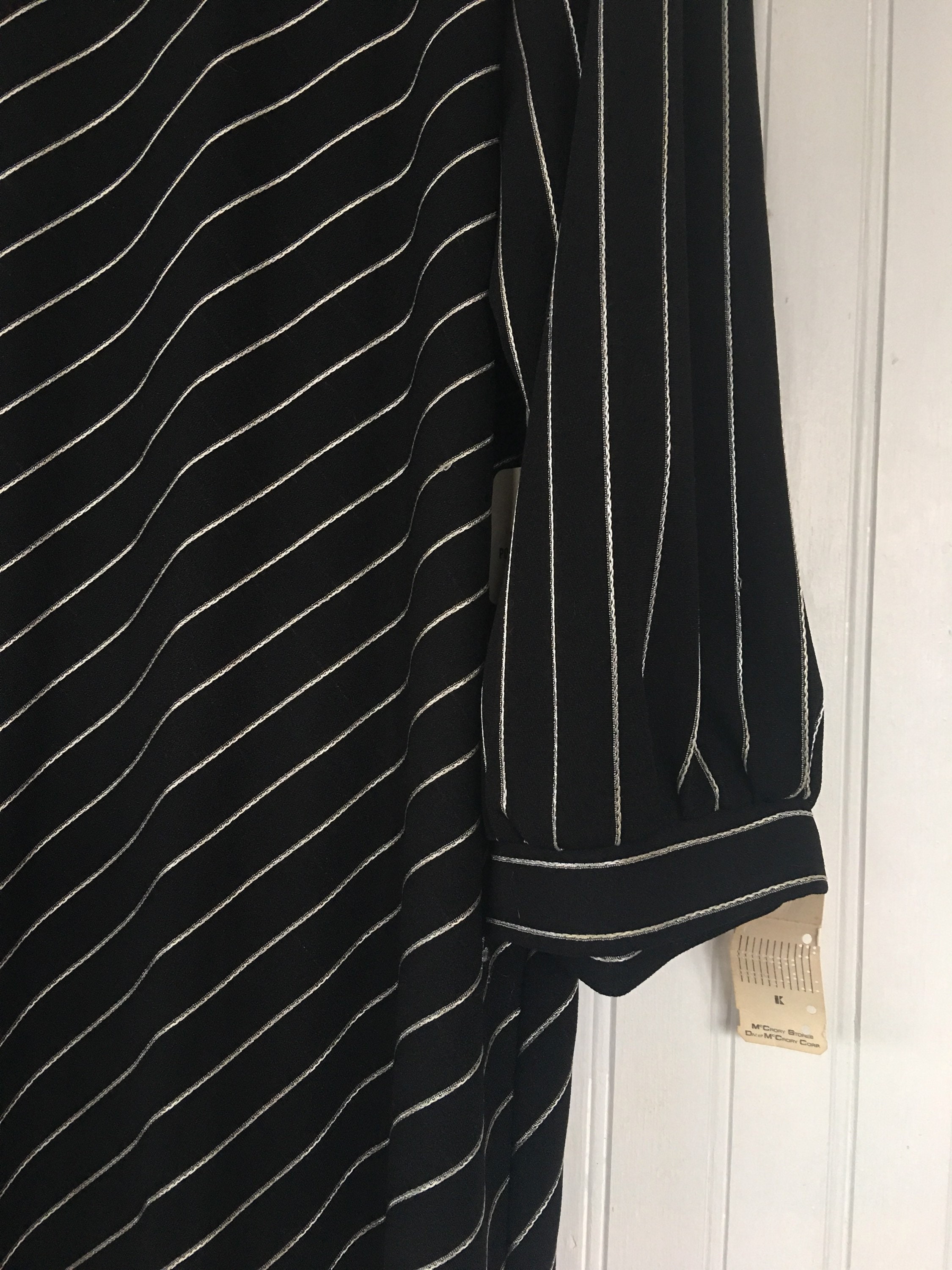 NWT Vintage Sheer Black & White Diagonal Striped Dress Size XL Large 10 ...