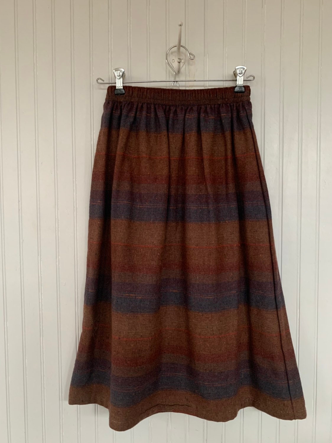 Vintage Deadstock 80s XS Earth Tones Plaid Skirt Brown Rust Red Green ...