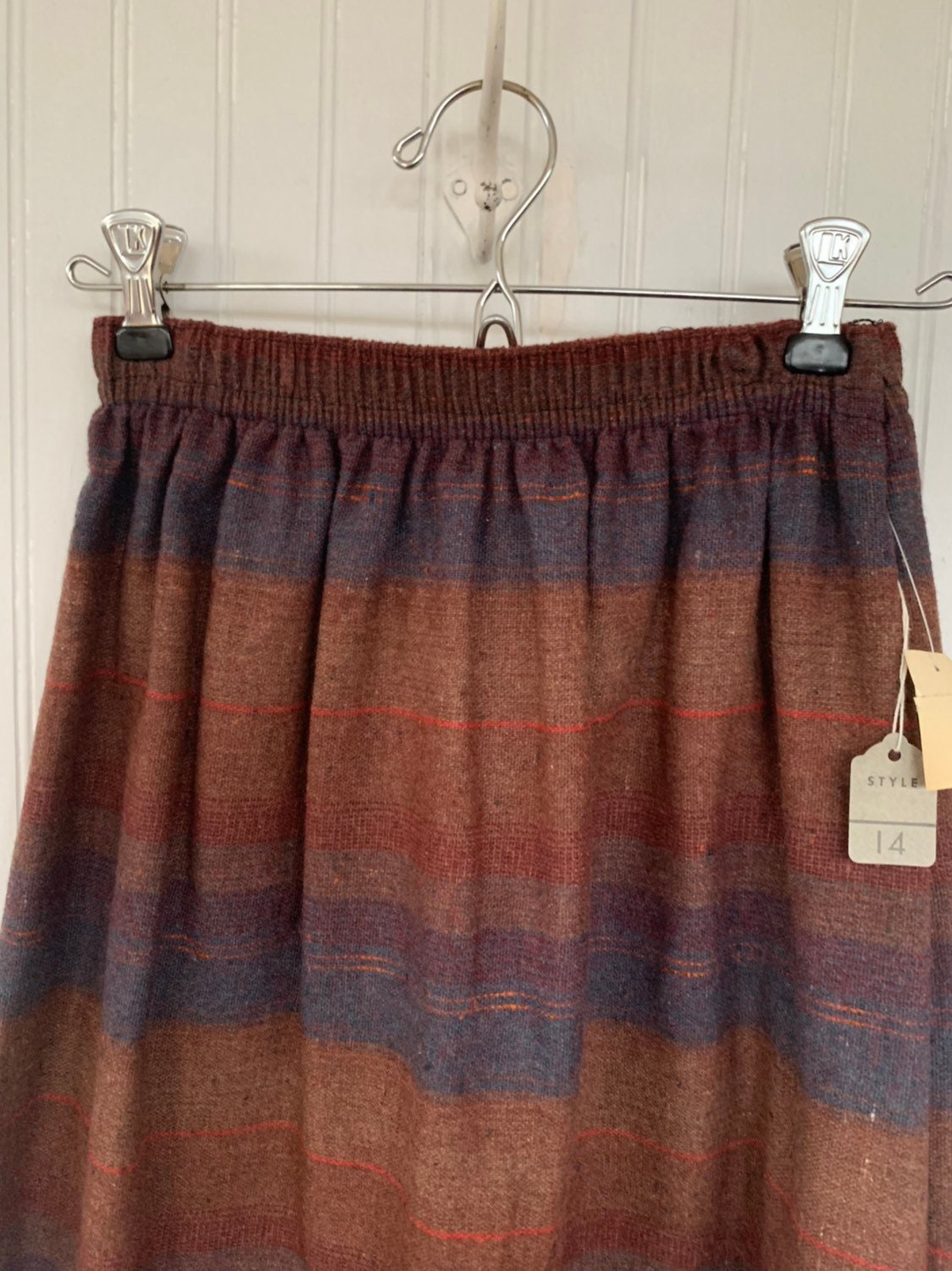 Vintage Deadstock 80s XS Earth Tones Plaid Skirt Brown Rust Red Green ...