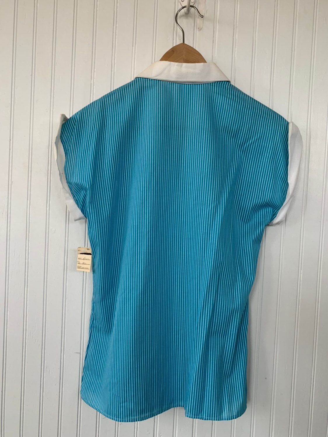NWT 80s Vintage Turquoise Blue White Striped Sleeveless Top Size Small ...