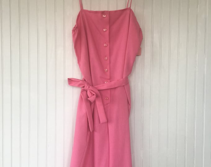Vintage 70s Bright Pink Romper Shorts One Piece Jumper Medium M 6 8 10 New with Tags from 1979 Deadstock Festival Eighties