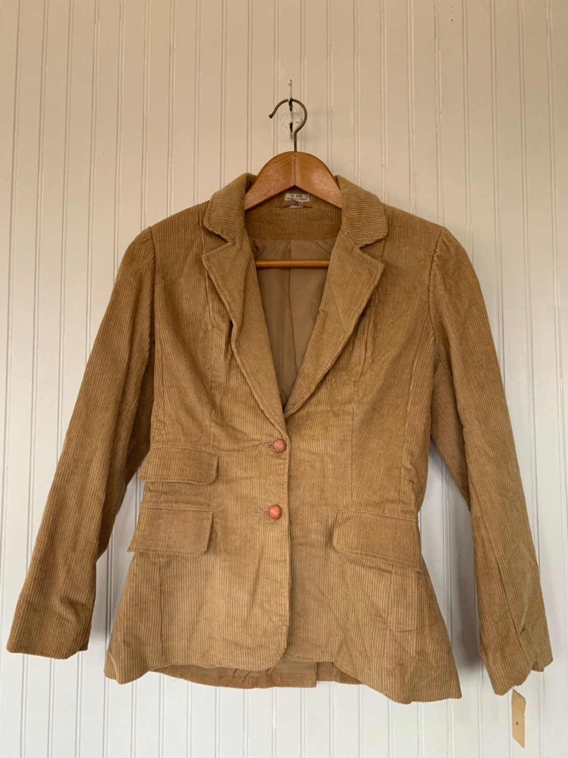 NWT Vintage 80s Corduroy Blazer Tan Jacket Coat Small S XS XS/S 70s ...