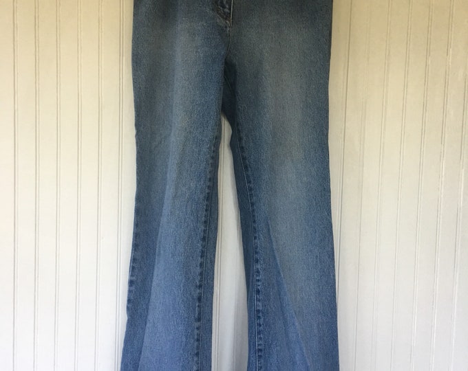 Vintage 90s Low Rise Size 8 Medium Denim Jeans Faux Suede Trim Vegan Leather Blue Jeans Flare Bell Bottoms Nineties 6 Med Pants y2k