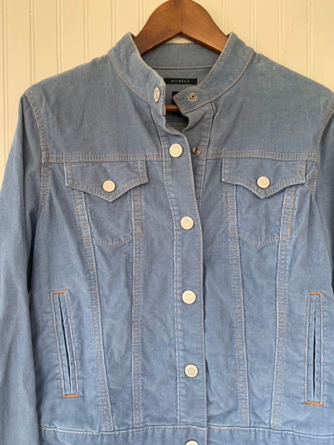 Vintage 90s the gap Medium Corduroy Jacket cornflower blue Snap Down ...