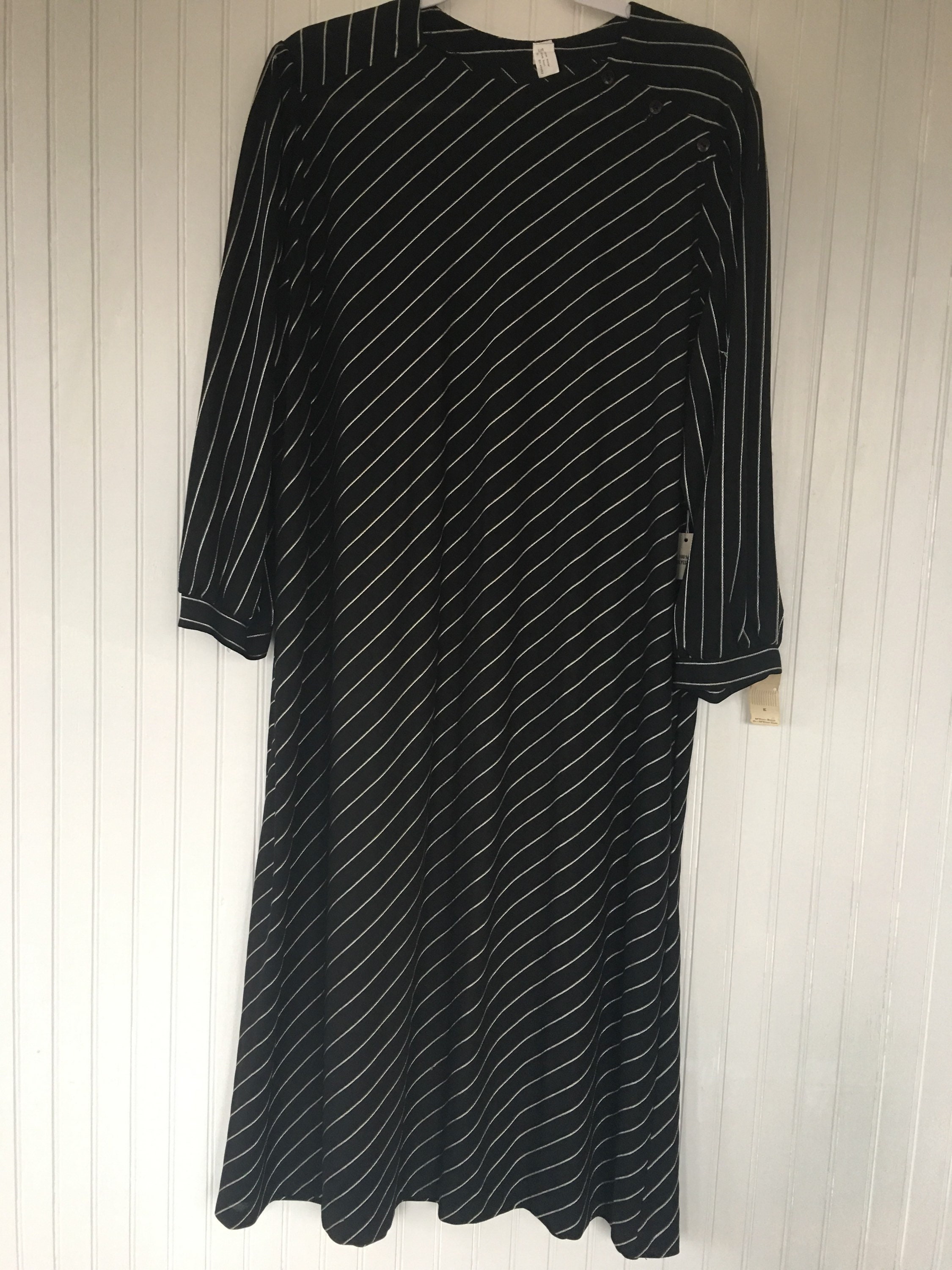 NWT Vintage Sheer Black & White Diagonal Striped Dress Size XL Large 10 ...